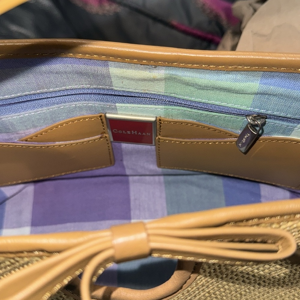 Cole Haan Tan Woven Shoulder Bag - Picture 7 of 8